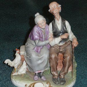 Giuseppe Cappe Statue Gruppo Vecchietti Figurine Capodimonte Old Couple In Love!